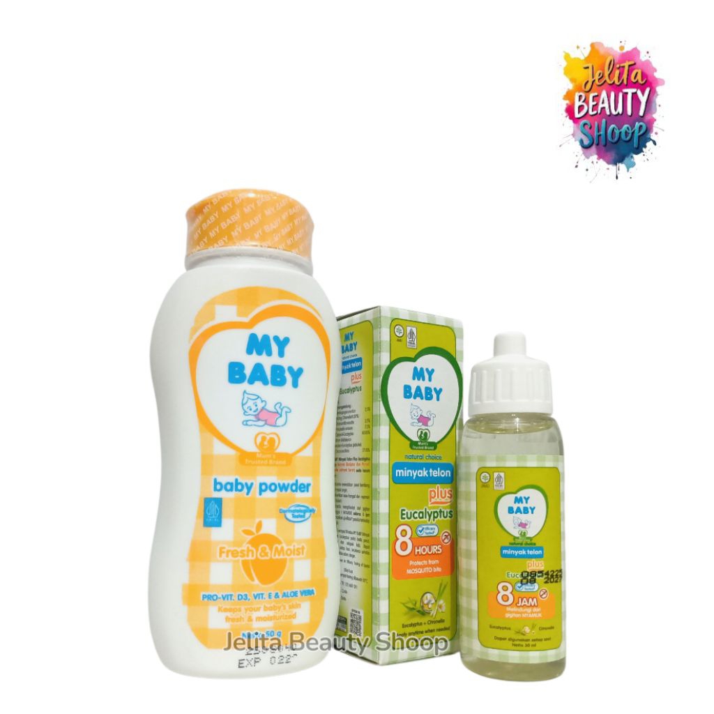 My Baby Bedak Fresh Moist 50gr & Minyak Telon Eucaliptus 30ml Set Perawatan Bayi
