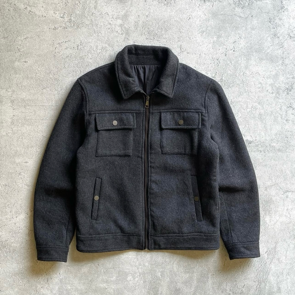 MELROY WOOL WORK JACKET DARK GREY