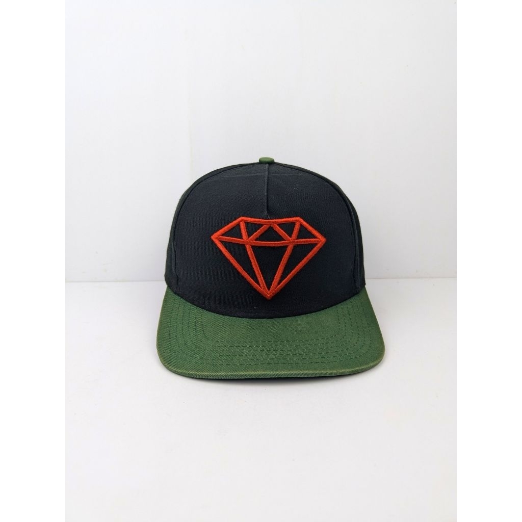 Topi Diamond Supply Snapback Logo Green Black Red Surf Skate Culture Simpel Skena