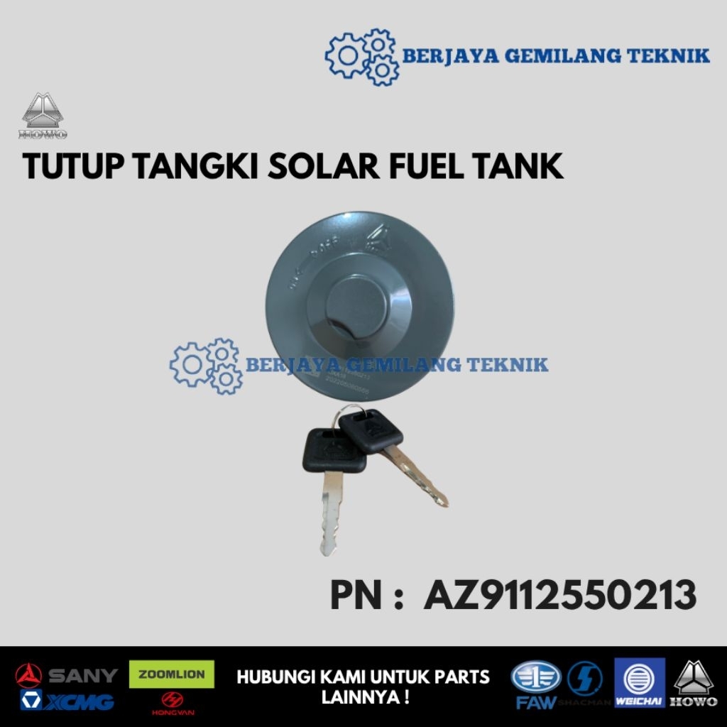 AZ9112550213 Tutup Tangki Solar Fuel Tank Cap HOWO SINOTRUCK Tutup Solar Tangki Solar