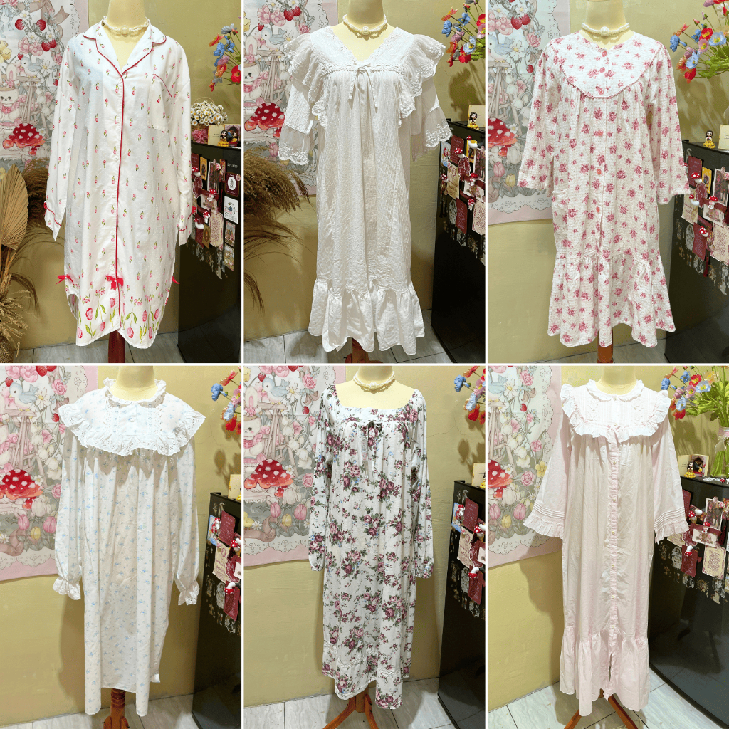 Sleepwear Bahan Katun & Kaos – Piyama Dress Kimono Daster Style Coquette Princess Fairycore Royal Vi