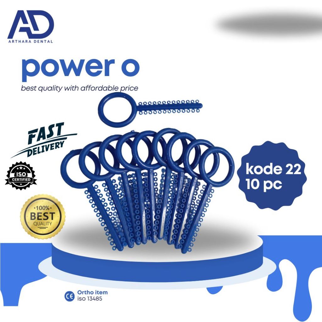 power o karet bracket warna biru kode 22 isi 10 pcs /karet behel /power o bracket