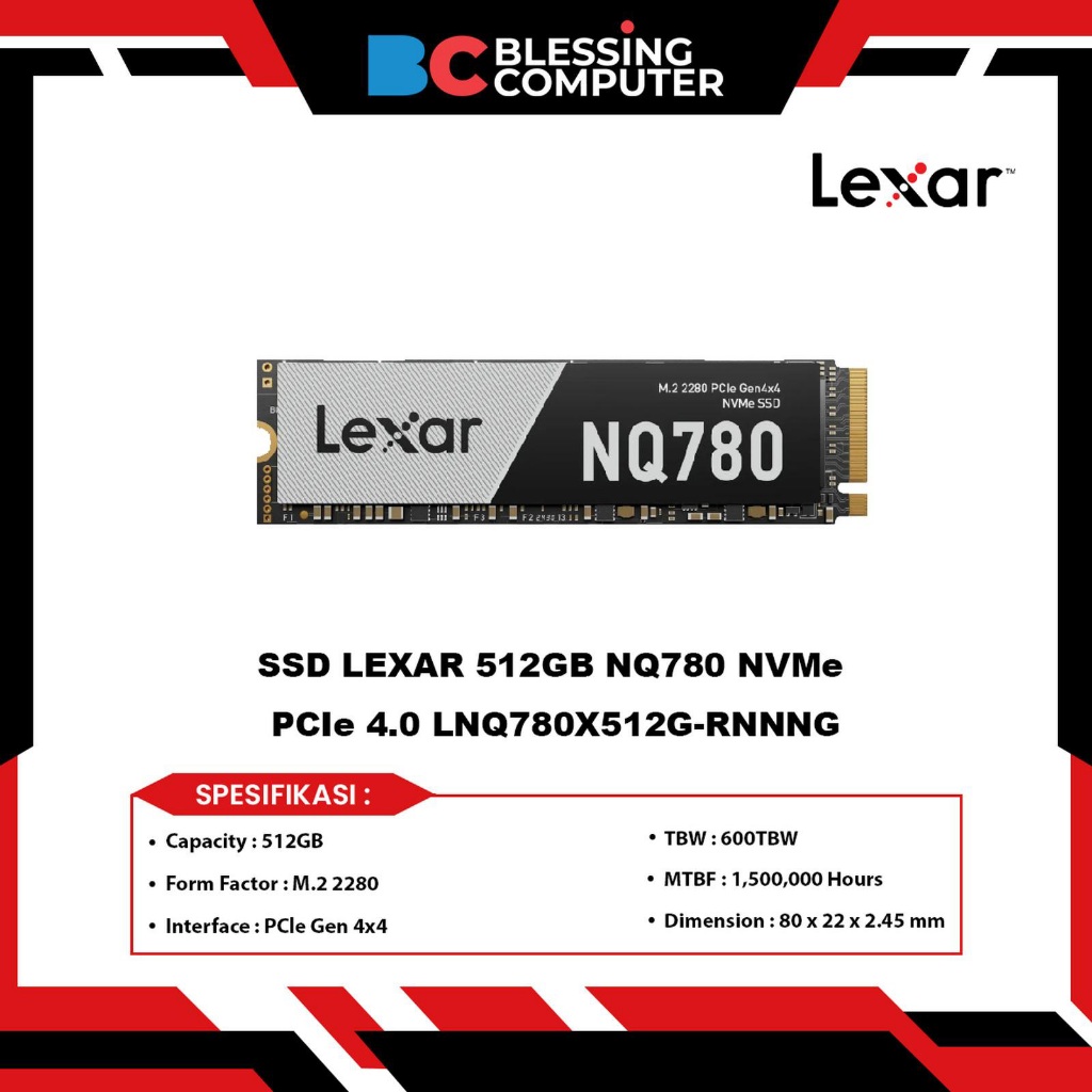 SSD LEXAR 512GB NQ780 NVMe PCIe 4.0 LNQ780X512G-RNNNG