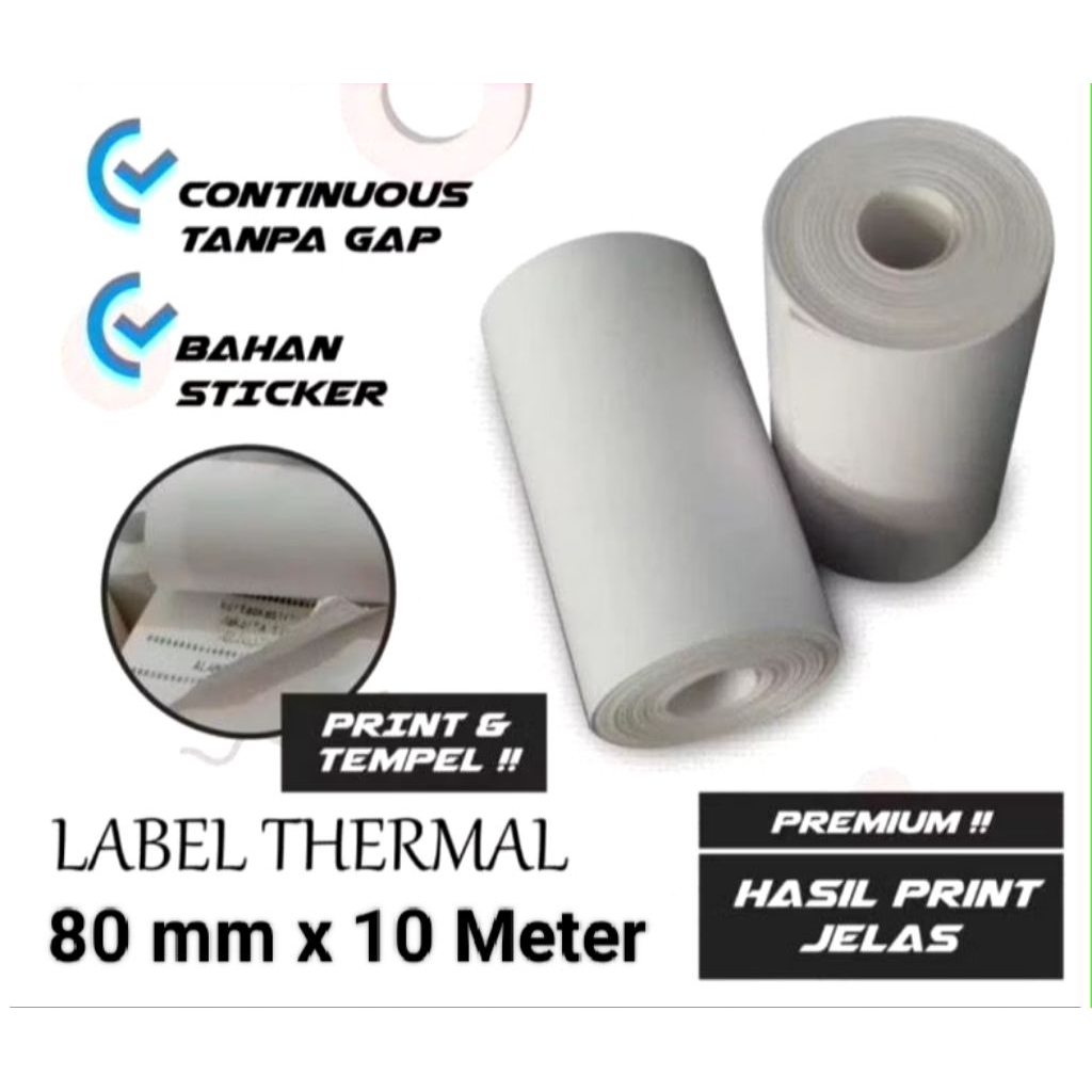 Kertas Label Kertas Sticker Thermal 80mm x 10 meter
