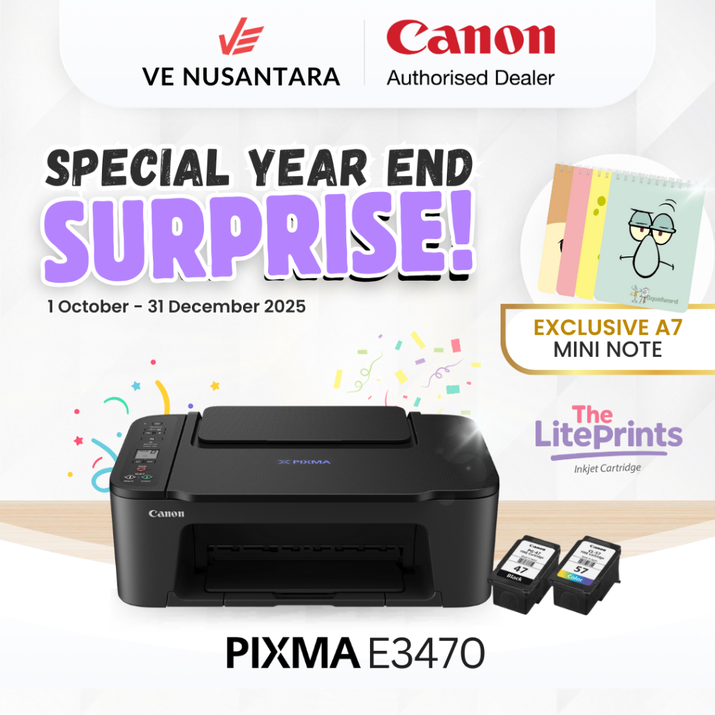 Printer Inkjet CANON PIXMA E3470  - Print Scan Copy Wifi - Printer Cartridge Multifungsi - Printer R