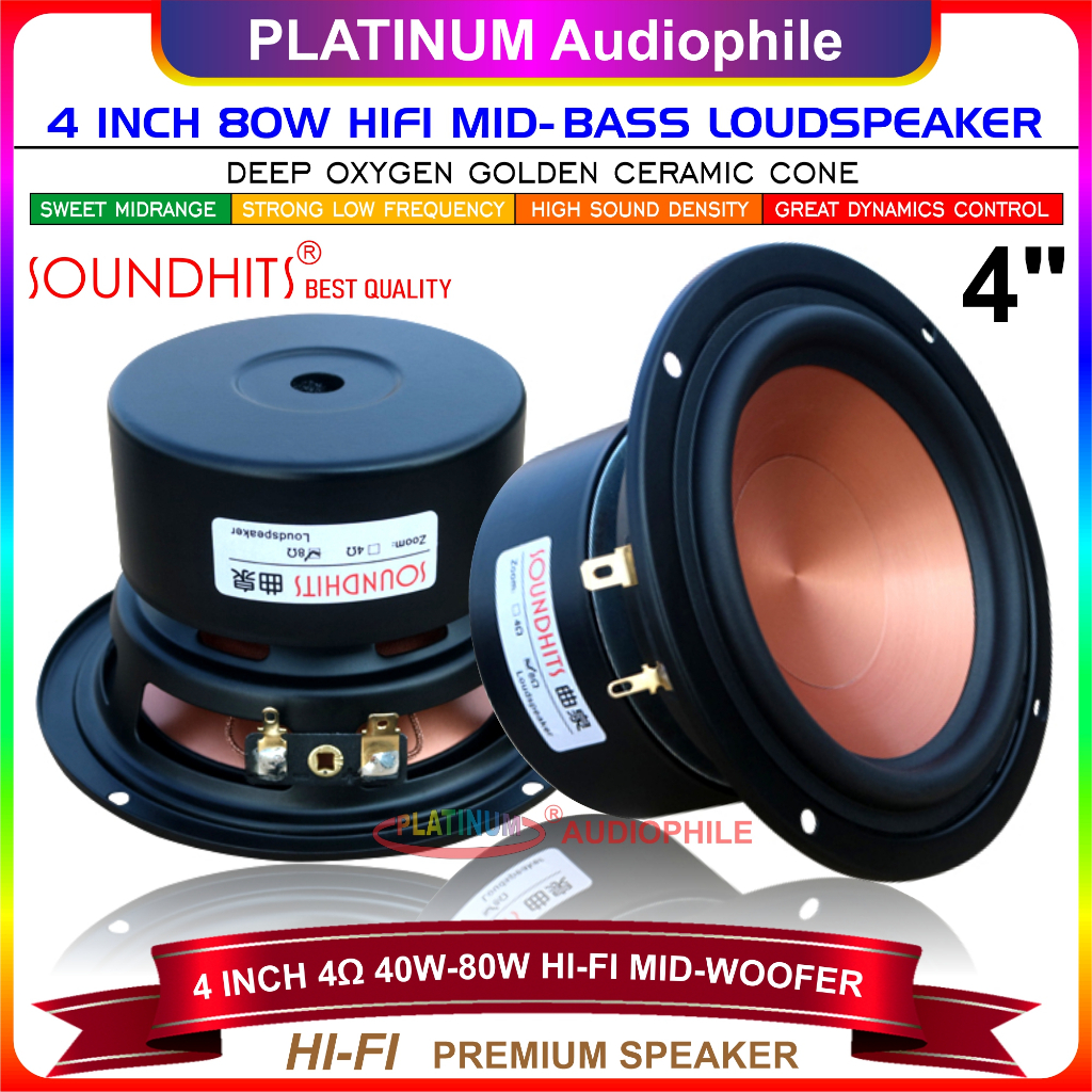 Speaker 4" Inch 4 ohm 80W Mid-Bass Mid-Woofer Hifi Speker 4" Mid-Range Bass Soundhits SL-403R