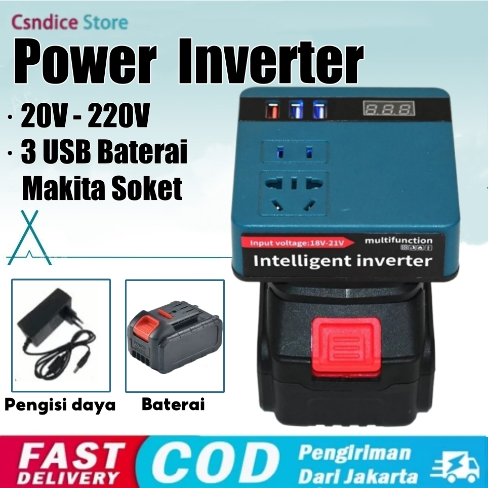 Inverter 21V ke 220V  3 USB Baterai Makita Soket Konverter Daya Multifungsi Pengisi Daya Cepat DIY I