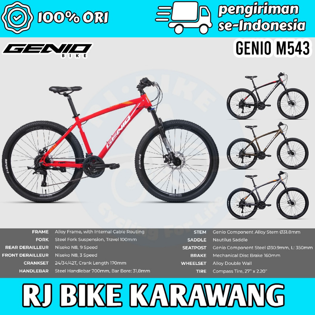 SEPEDA GUNUNG 27.5" GENIO MTB M543 27SP (3X9) ALLOY MURAH M702 & M703