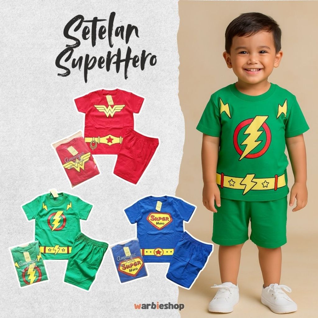 1-8 Thn Ammigoz Set Superhero Setelan Pendek Anak Laki Laki Cowok Cewek