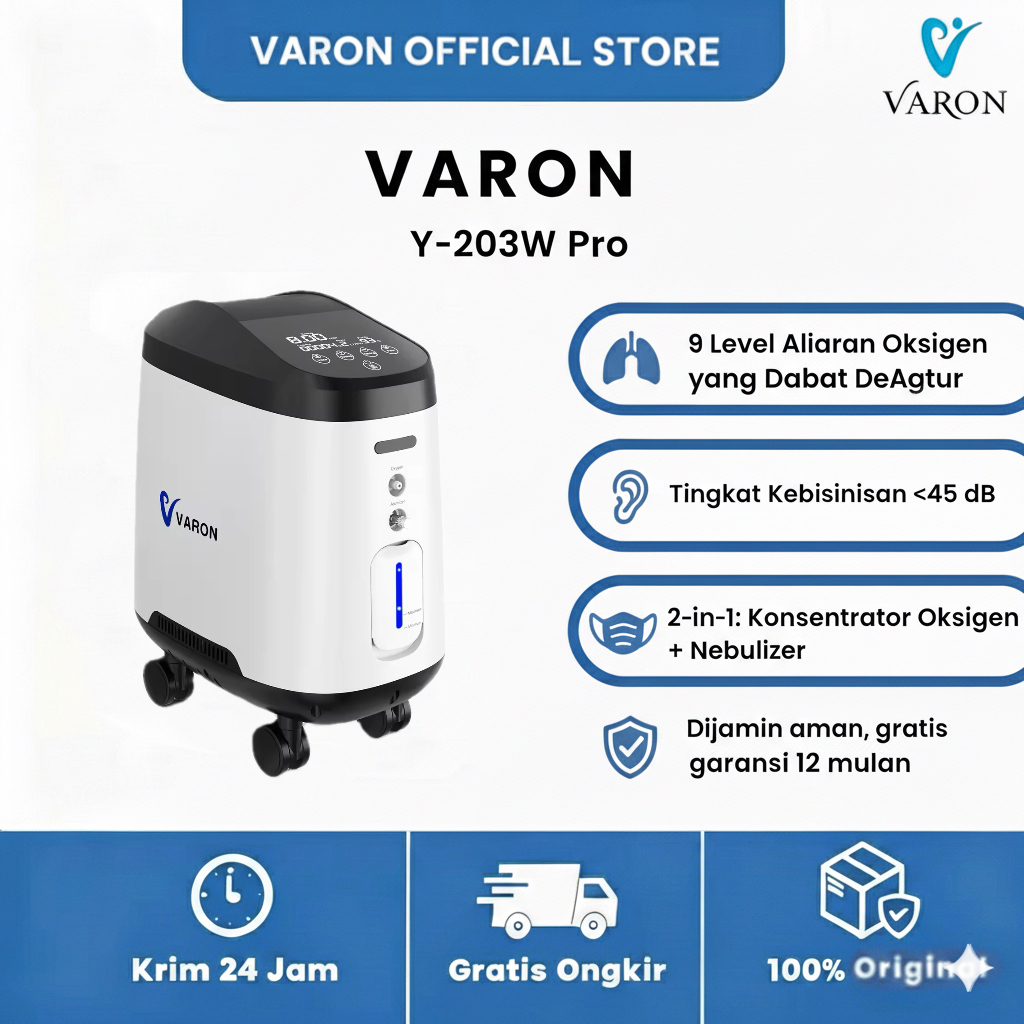 COD VARON Y-203W Pro Portable Oxygen Concentrator 7 Adjustable Speeds 0,9-4,5L/min Additional Oxygen