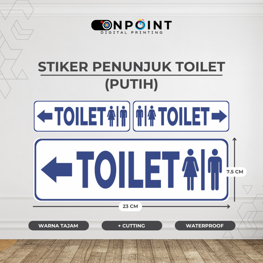 Sticker Petunjuk Toilet - WC | Stiker Arah Toilet | Stiker Penunjuk Arah Toilet