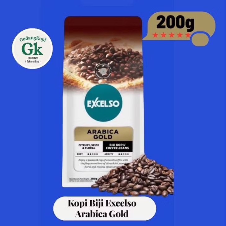 Coffee Bean Excelso Arabica Gold 200g| Kopi Biji Excelso Arabica 200g
