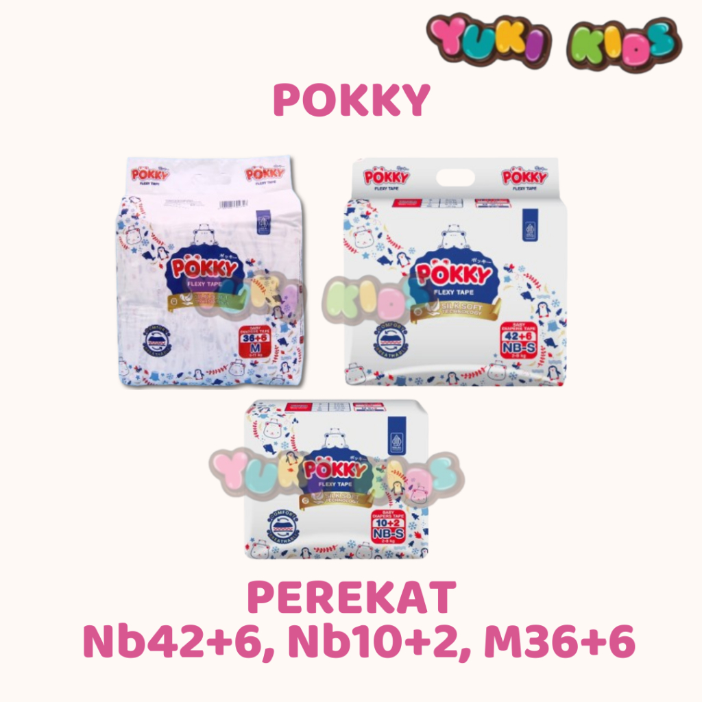 Pampers Popok Bayi New Born Perekat Pokky Flexy Tape ( Nb42+6, Nb10+2, M36+6)