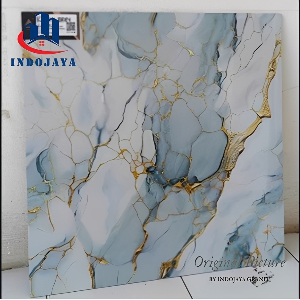 granit lantai 60x60 motif marmer blue keramik dinding glossy mengkilat