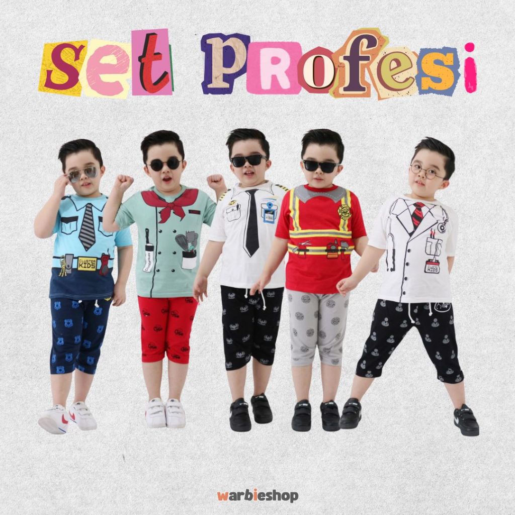 Cluster Kids Set Profesi Set Cita Cita Anak Laki Laki Setelan Pendek Anak Cowok