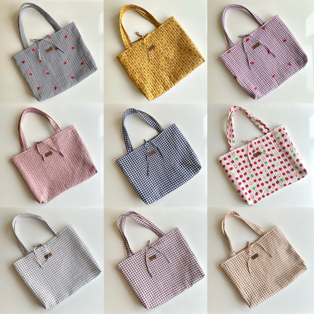 [Ready Stock] Quilted Puffy Tote Bag Handmade | Bonjour Lilo