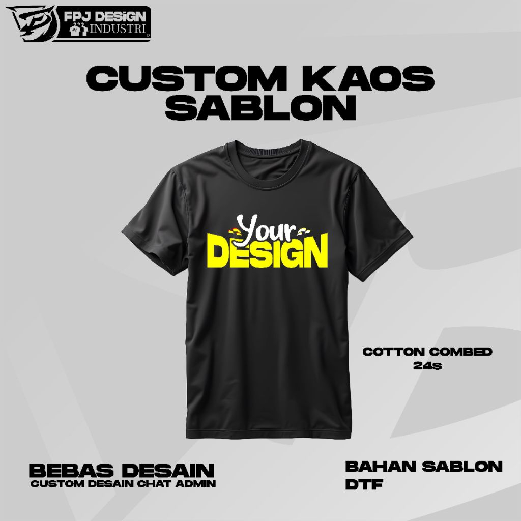 KAOS SABLON CUSTOM/BISA SATUAN/BISA PAKAI POTO SENDIRI/DESAIN SENDIRI