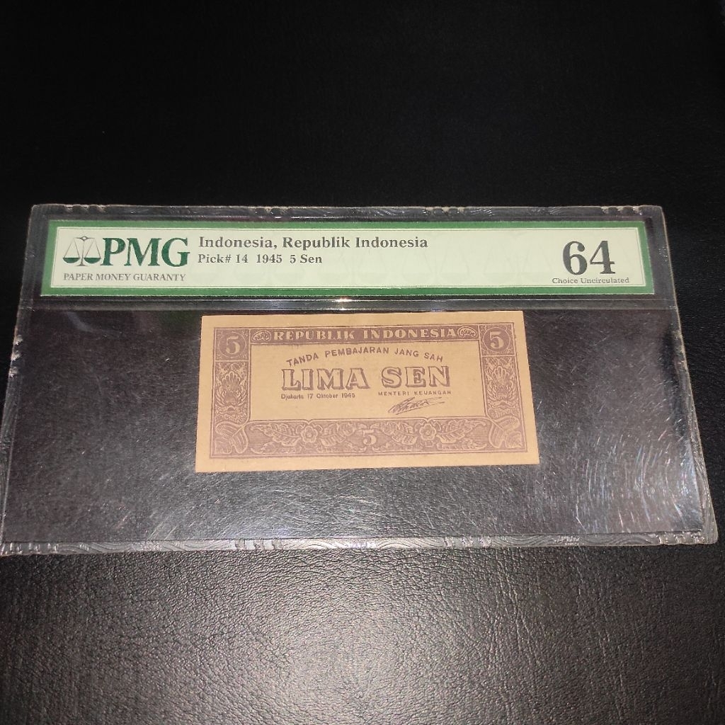 Uang 1 sen ORI 1945 PMG 64