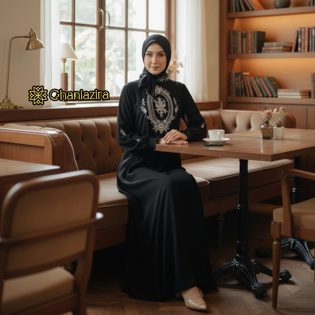 Ghaniazira - Dress Sultan Gamis Set Hijab Model Simple Elegan Baju Pesta Wanita Muslim Kekinian