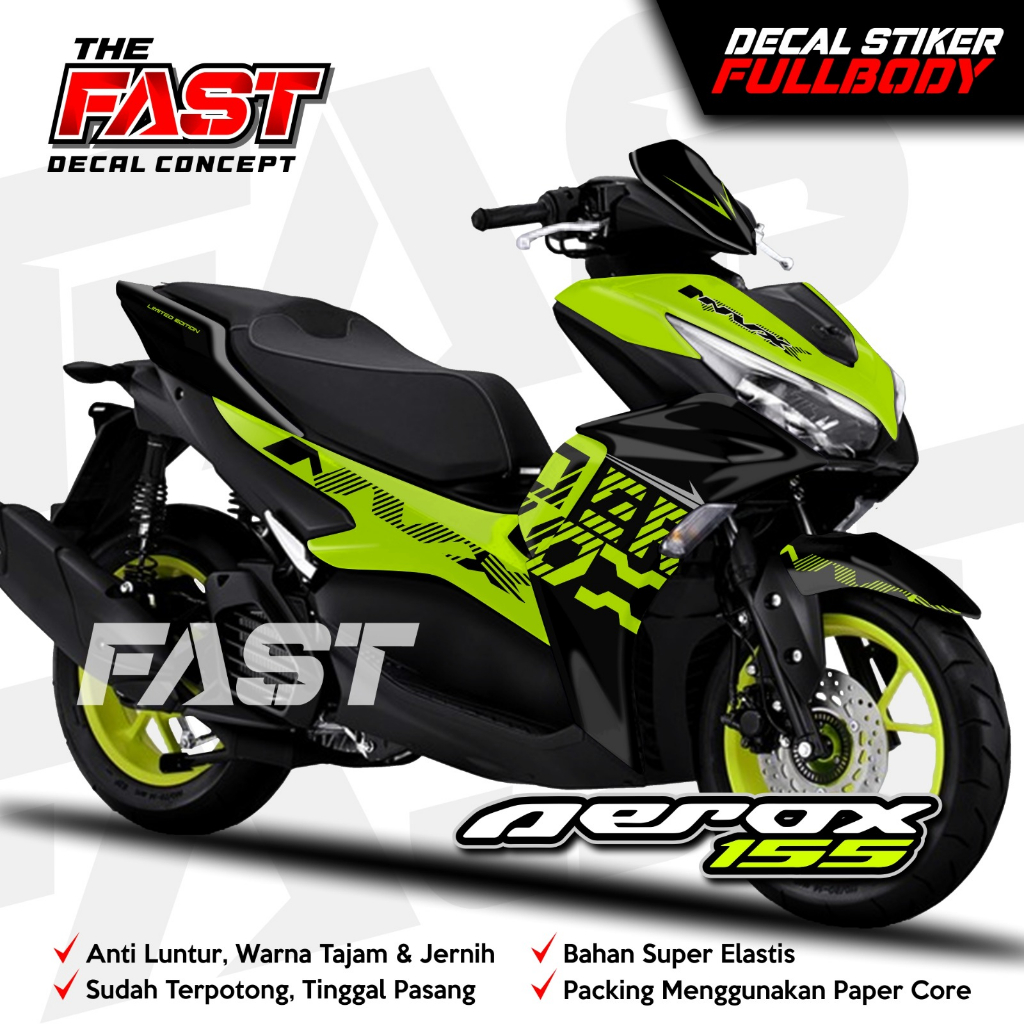(ANTILUNTUR) Decal Sticker Aerox New Simpel Variasi Warna Hitam Fullbody All New Aerox 155 Connected