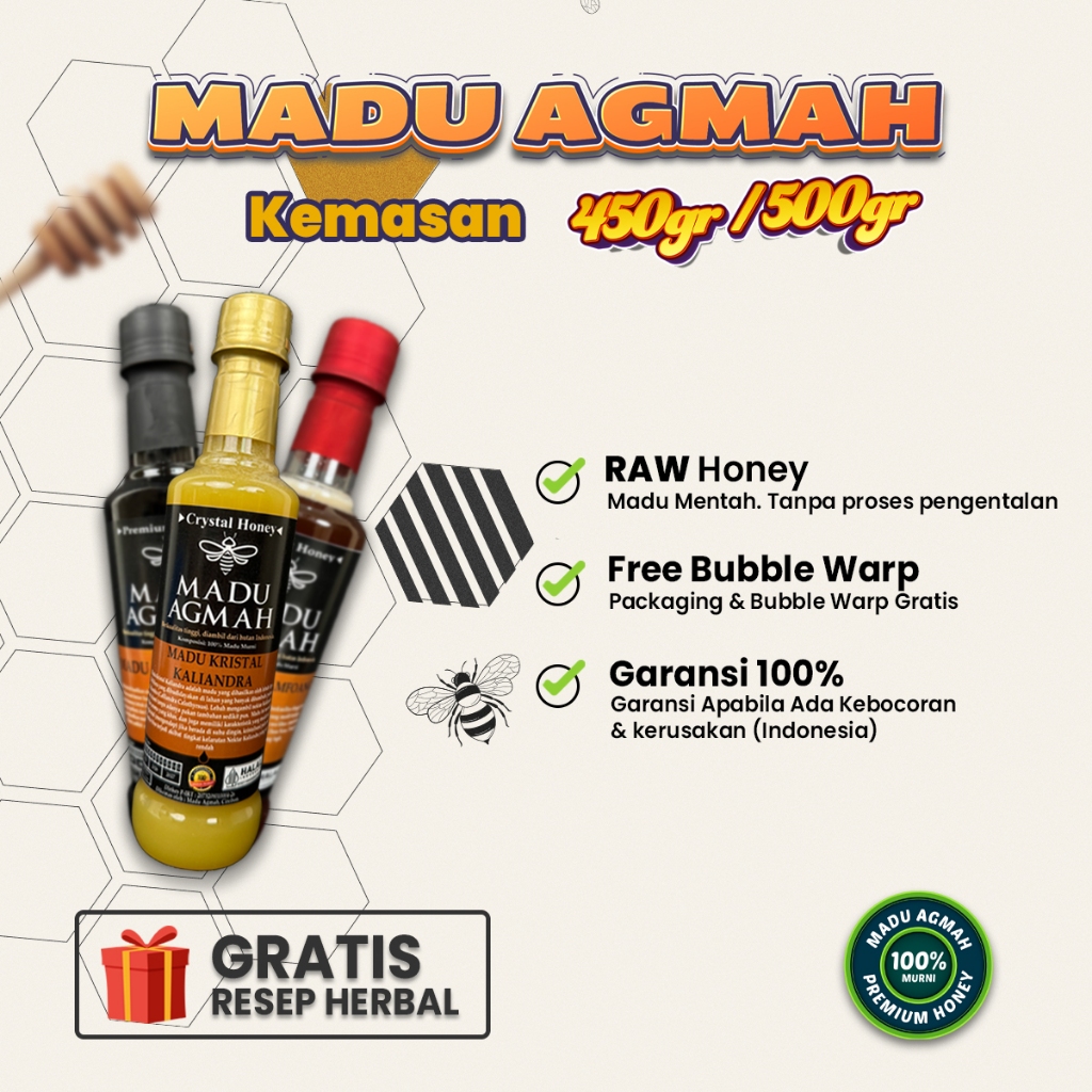 Madu Agmah (450g/500g) 100% Murni & Asli Raw Honey