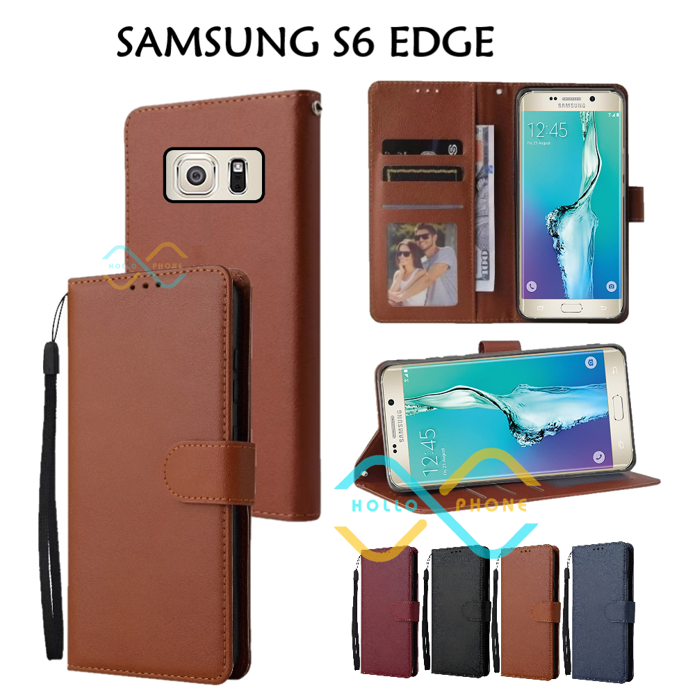 Flip Case Samsung S6 Edge Dompet Wallet Leather Case Premium Casing Hp Samsung S6 Edge