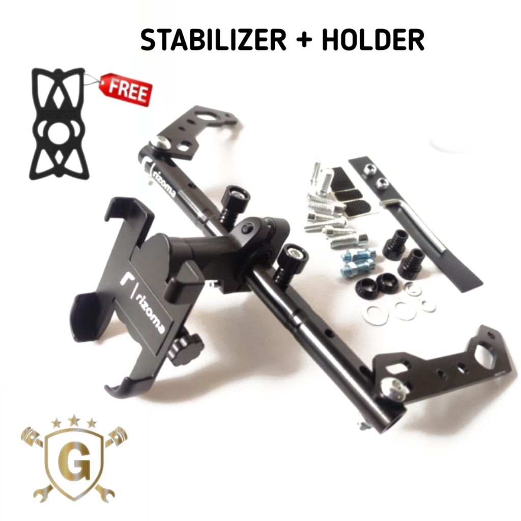 Holder HP Motor Paketan Kumplit + Stabilizer Spion Motor Nmax Pcx Xmax Mio Vario New