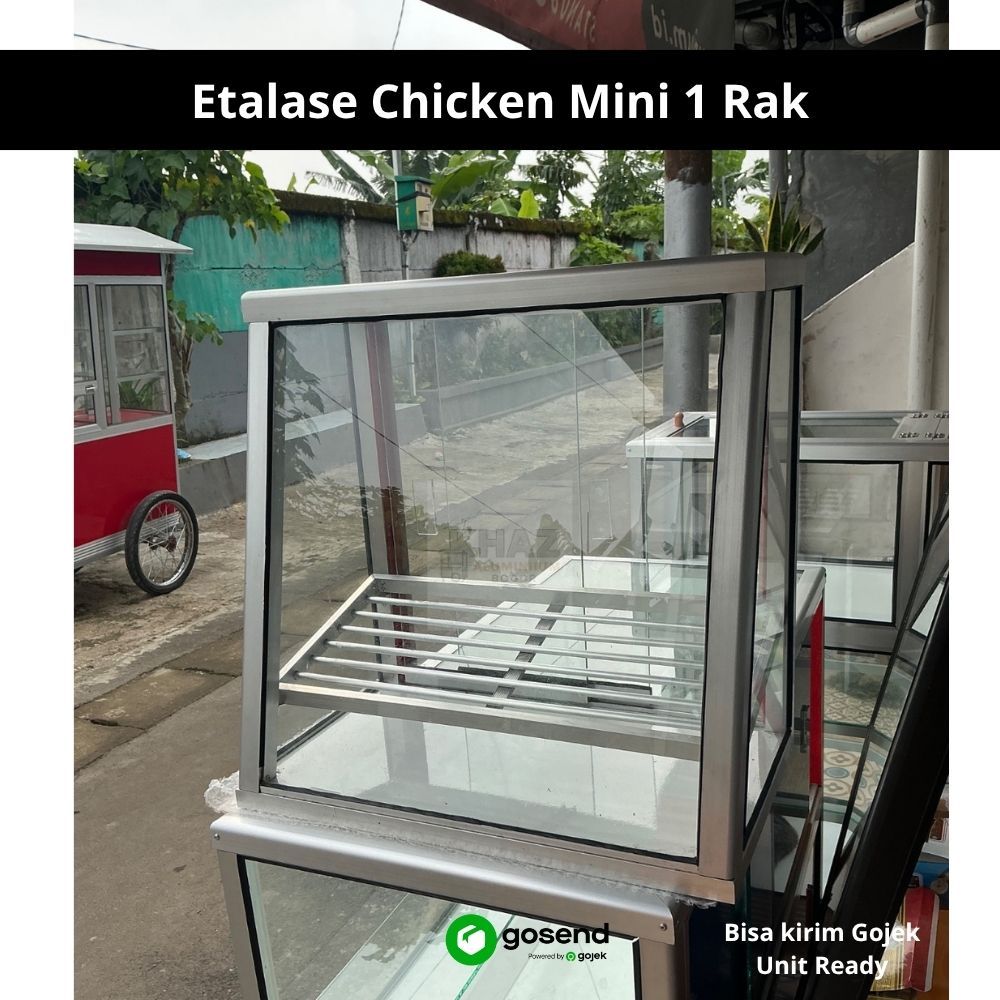 Etalase Kaca Aluminium Chicken Mini ukuran P50xL30x50cm