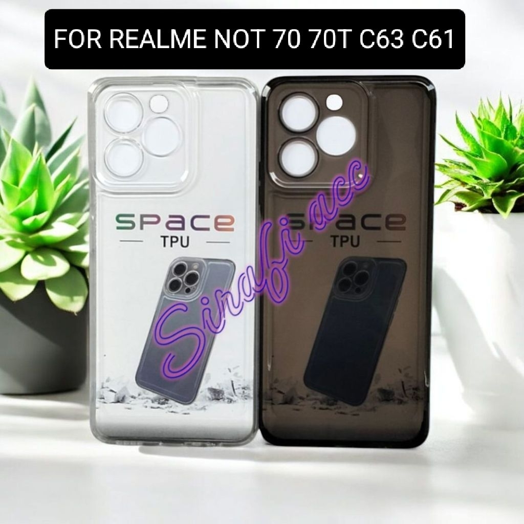 SOFTCASE BENING REALME NOT 70 70T C63 C61 CASE CLEAR AIR BAG SILIKON BENING TRANSPARAN HITAM PUTIH P
