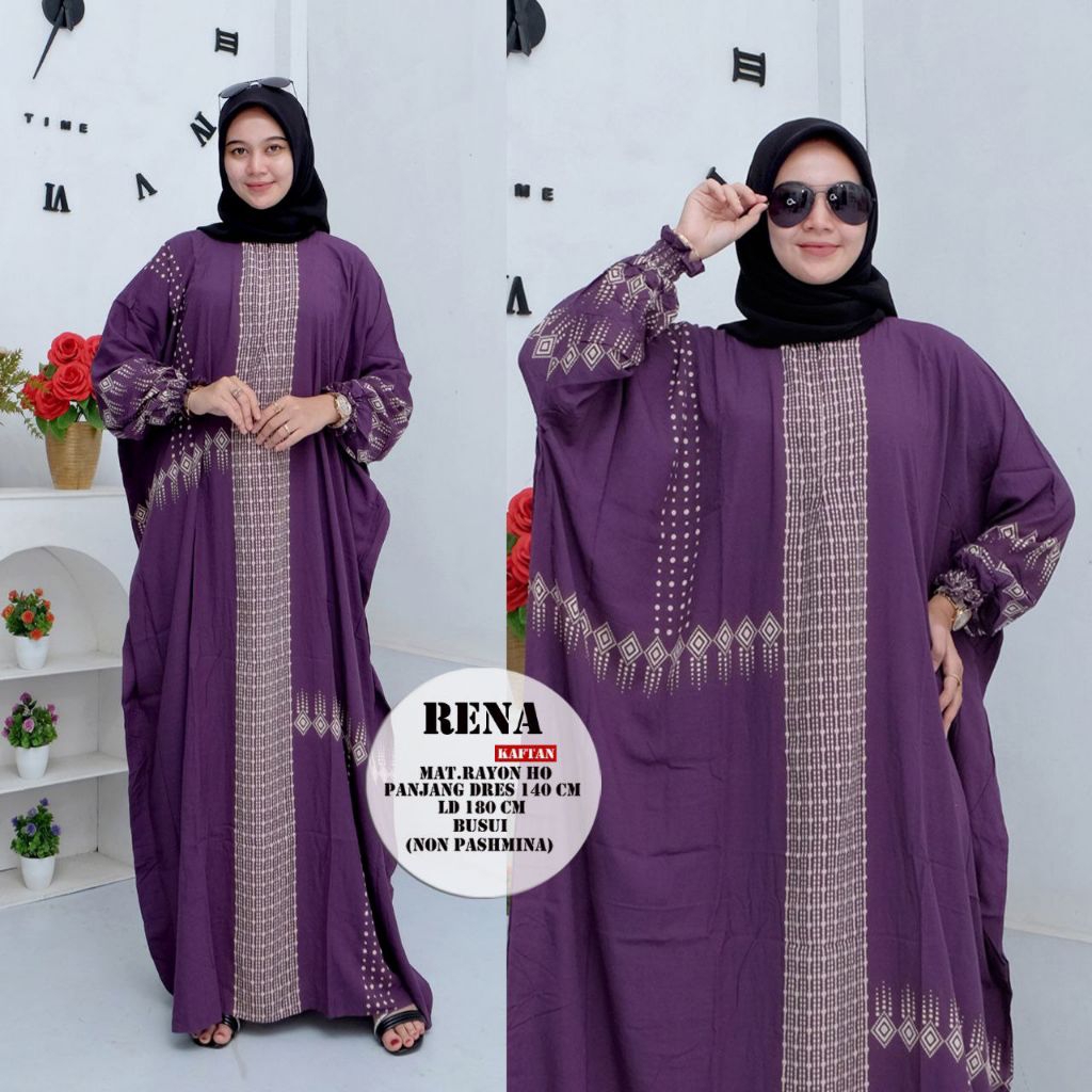 Grosir Gamis Kaftan Rena Terbaru 2025 Bahan Rayon Ld 180 Pb 140 Jumbo