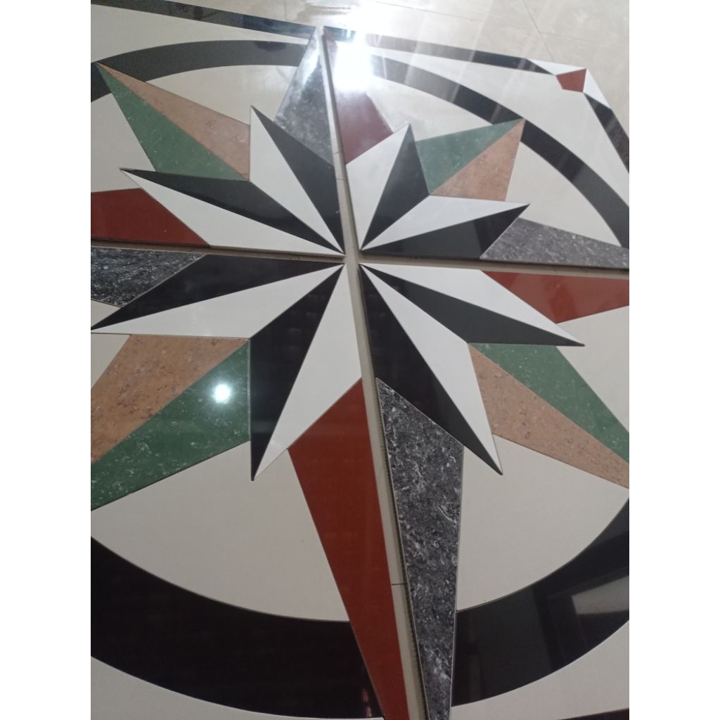 mozaik pola lantai granit motif star