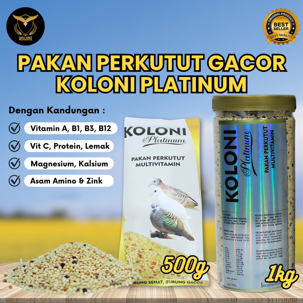 PAKAN PERKUTUT MULTIVITAMIN KOLONI PLATINUM Pakan Harian Burung Perkutut Gacor Berkicau Berkualitas
