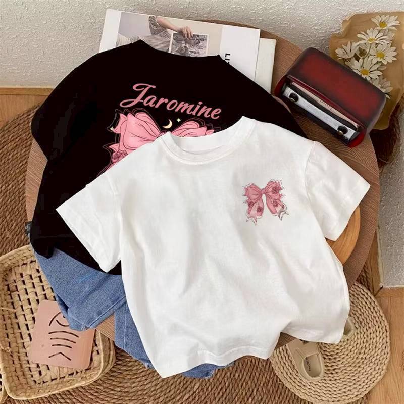 Baju anak Wanita Kaos Putih Kaos Anak Fashion Pola kupu-kupu Pink Kecil Baju Kaos Anak Style Korea 1