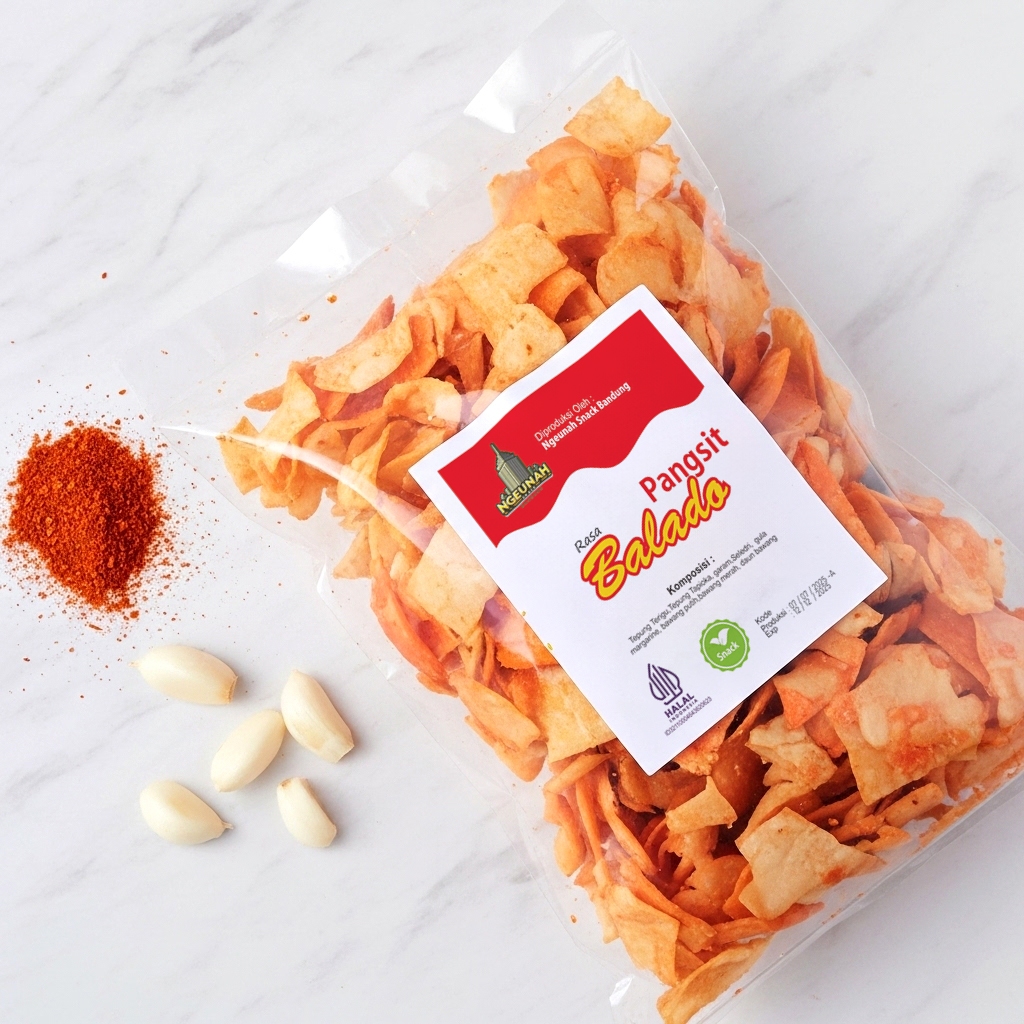KRIPIK PANGSIT BAWANG 1 KG / PANGSIT GORENG- (Rasa – BALADO ) Murah Enak / Kiloan