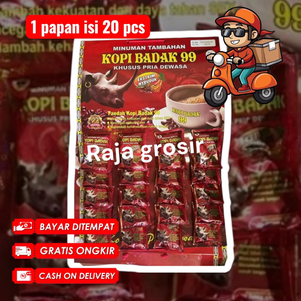 ORIGINAL 100% - KOPI INSTAN 1 PAPAN 20 PCS Bertenaga layaknya badak99