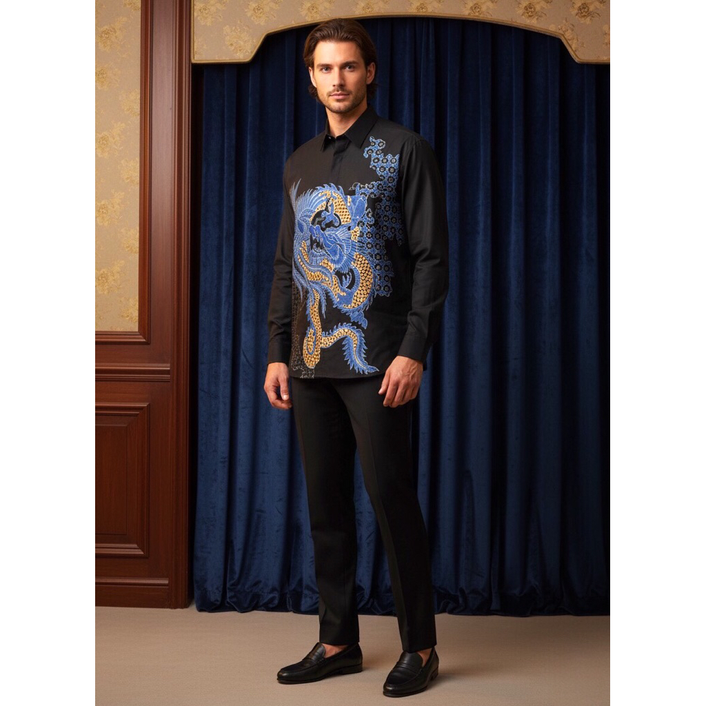 BATIK LINE BATIK Motif Atasan Kemeja Baju Batik Pria Cowok Laki Laki Slimfit Full Lapis Furing Lenga