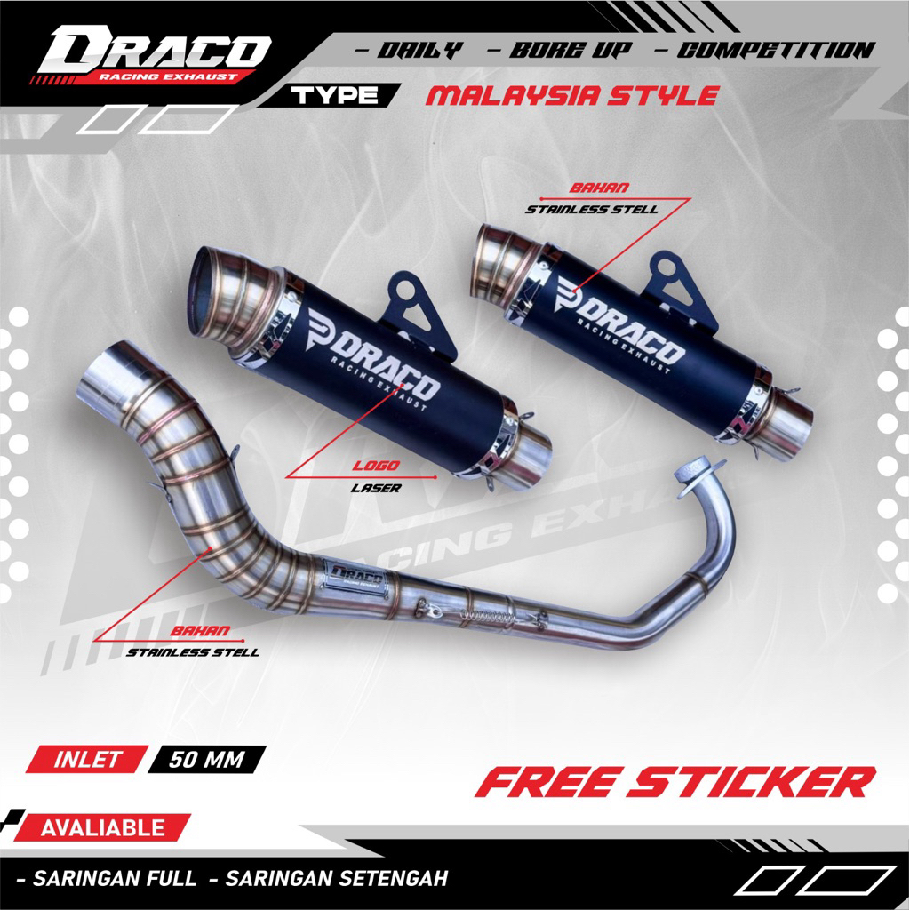 Knalpot Draco Type Malaysia style original MX King MX new Sonic dll