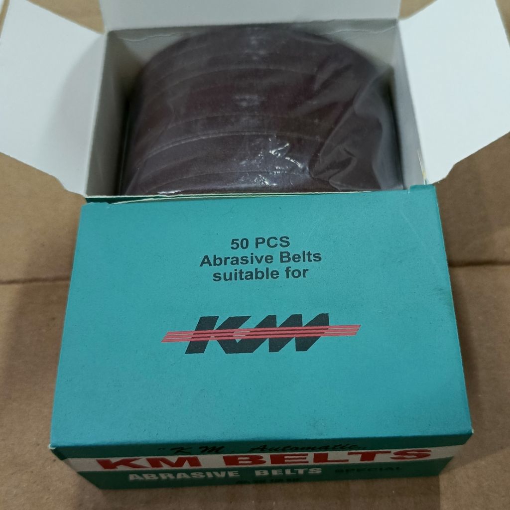 KM belt amplas Asahan mesin potong kain 6,8,10,12 inch abrasiv belts (ijo)