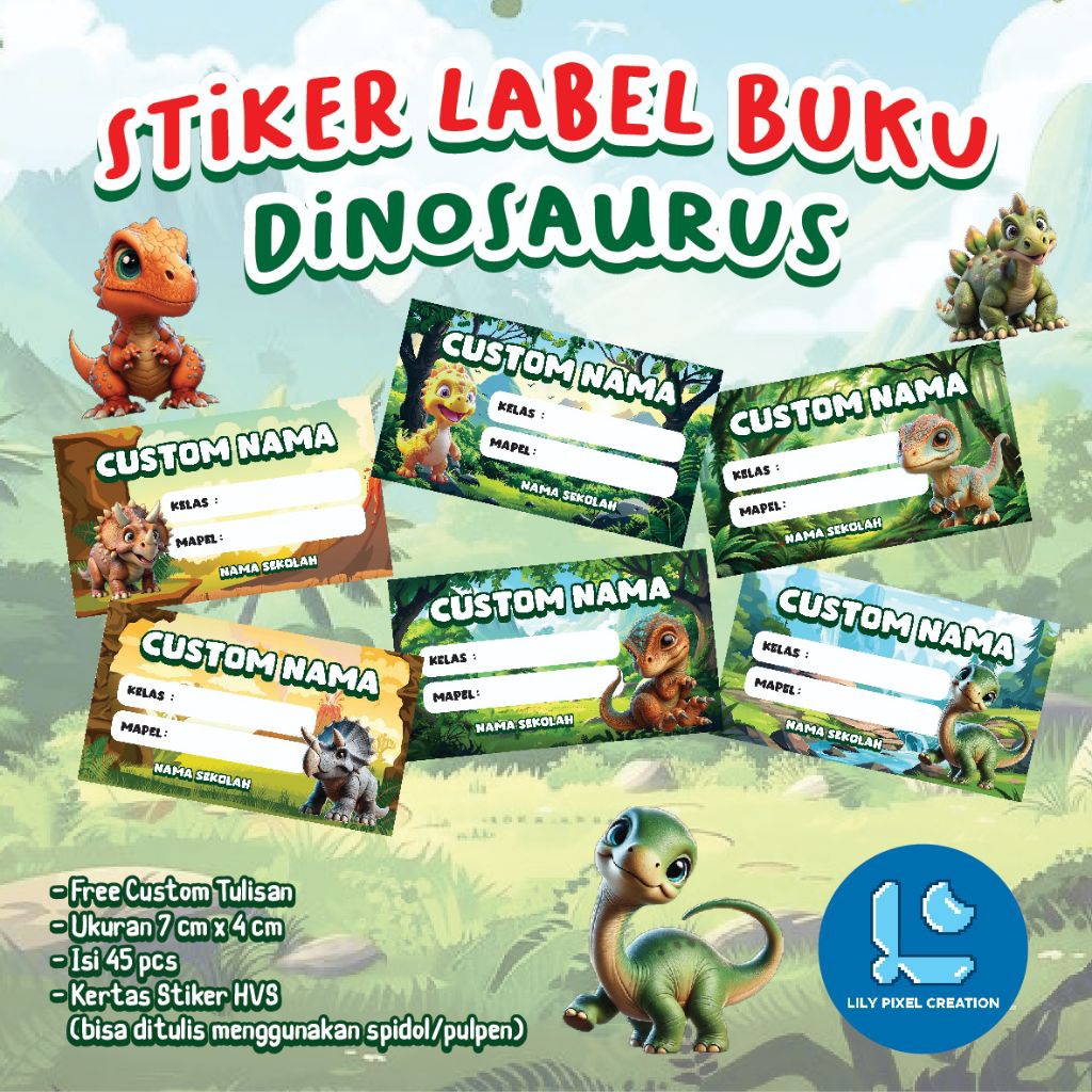 Stiker Label Nama Buku Custom Stiker Buku Pelajaran Anak PAUD TK SD SMP
