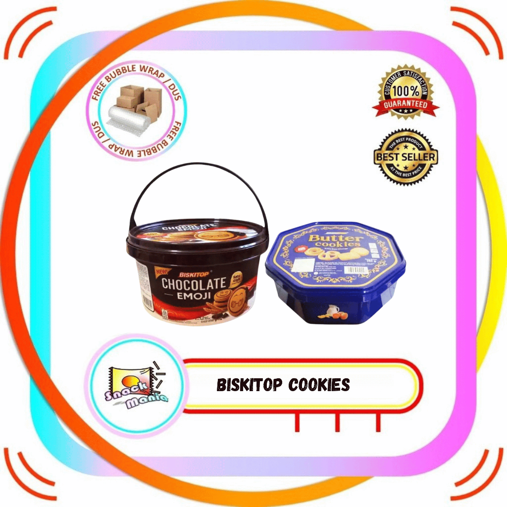 Biskitop Butter Cookies Chocolate Emoji Kaleng Kukis Rasa Mentega ~ 250gr 260gr