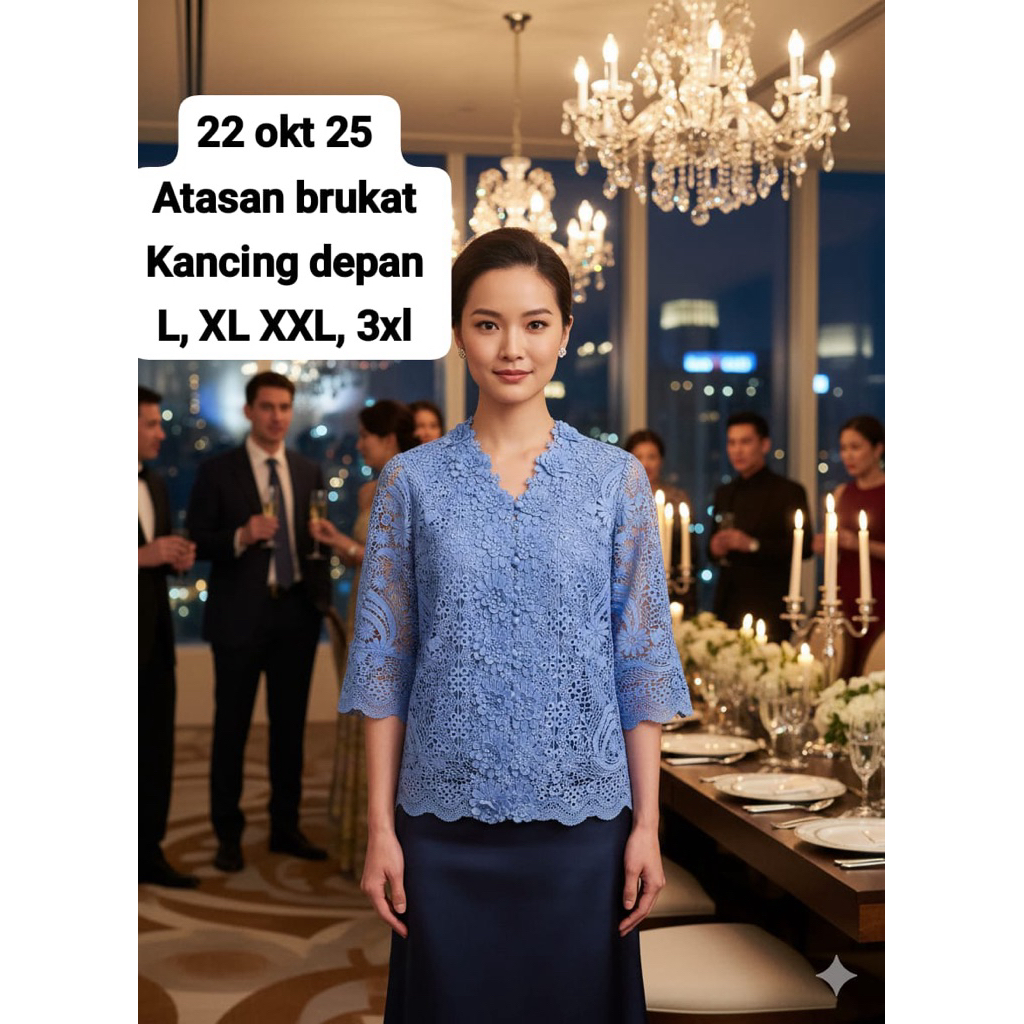 ATASAN KANCING DEPAN BROKAT PREMIUM l