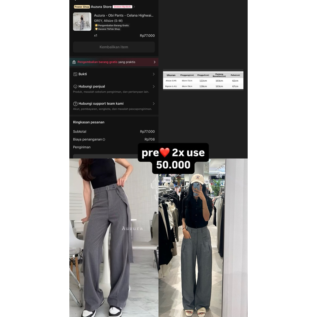 preloved obi pants grey