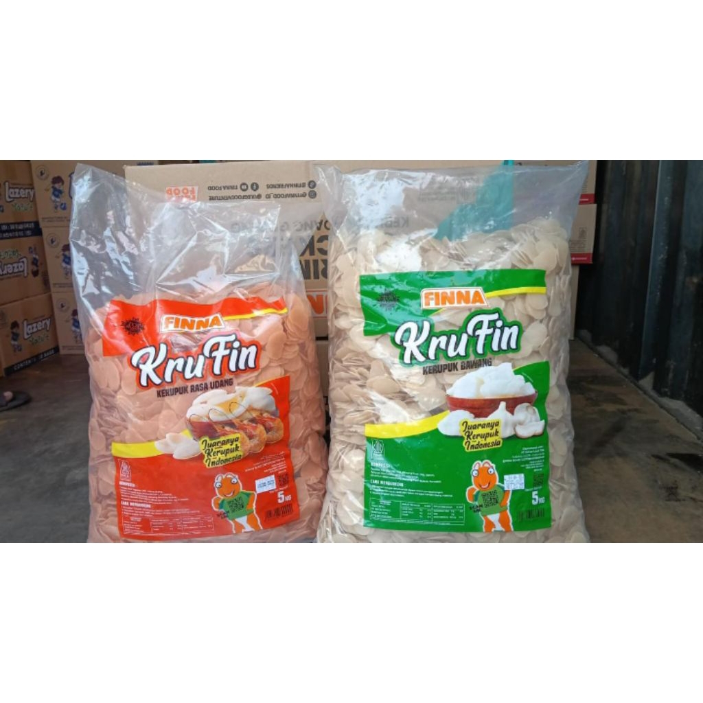 1 ball isi 5 kg kerupuk krufin dari finna rasa udang dan bawang enak gurih harga murah grosir grosir