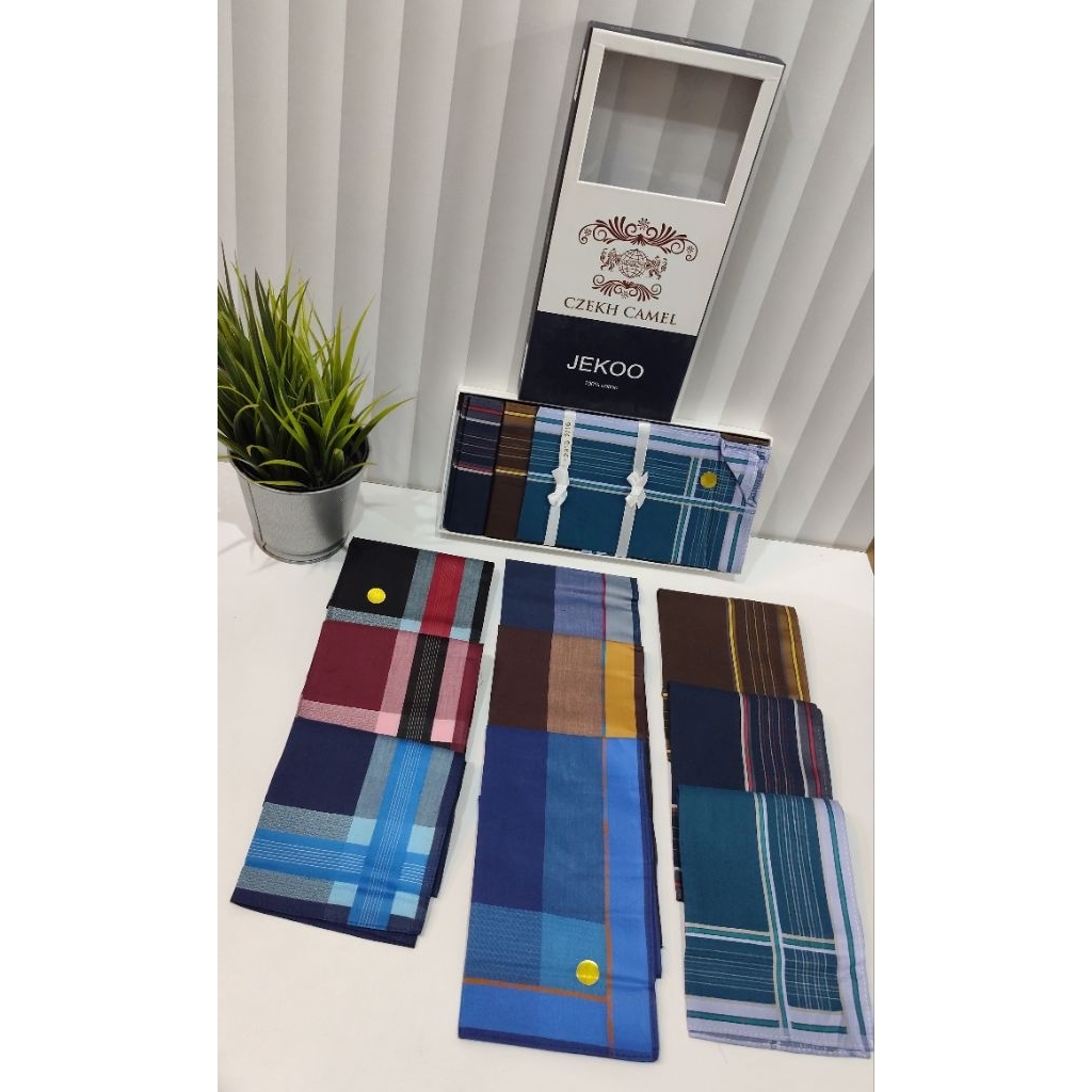 TERACOTTA19 - [3 PCS] Saputangan Pria Katun Handkerchief Selampe Lelaki Cowok CAMEL NAVY