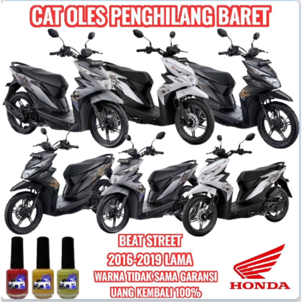 CAT OLES PENGHILANG BARET MOTOR HONDA BEAT STREET MATTE BLACK SILVER, WHITE GLOSY, BLACK GLOSY, 2016