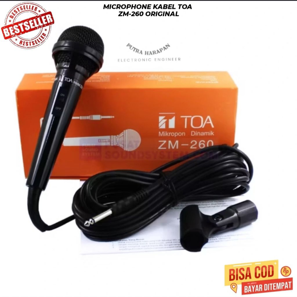 MIC MICROPHONE TOA ZM-260 MICROPHONE KABEL DYNAMIC VOKAL ORIGINAL