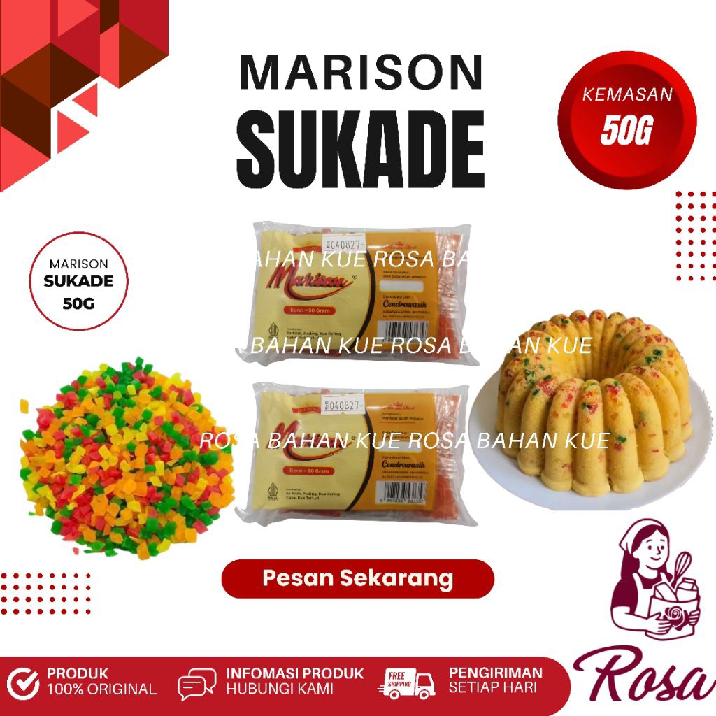 Sukade Marison Kemasan 50g – Manisan Buah Warna-Warni untuk Kue & Roti