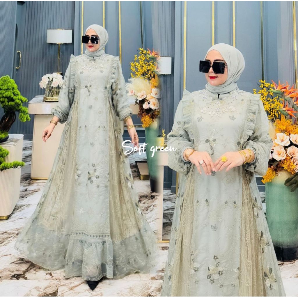 Amira dress sethijabBhn full organza bordir
