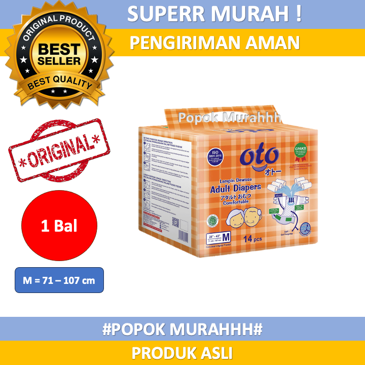 OTO Popok Perekat Dewasa - OTO Diapers Adult Popok Dewasa model Perekat M14 L14 XL12 Kemasan Pack