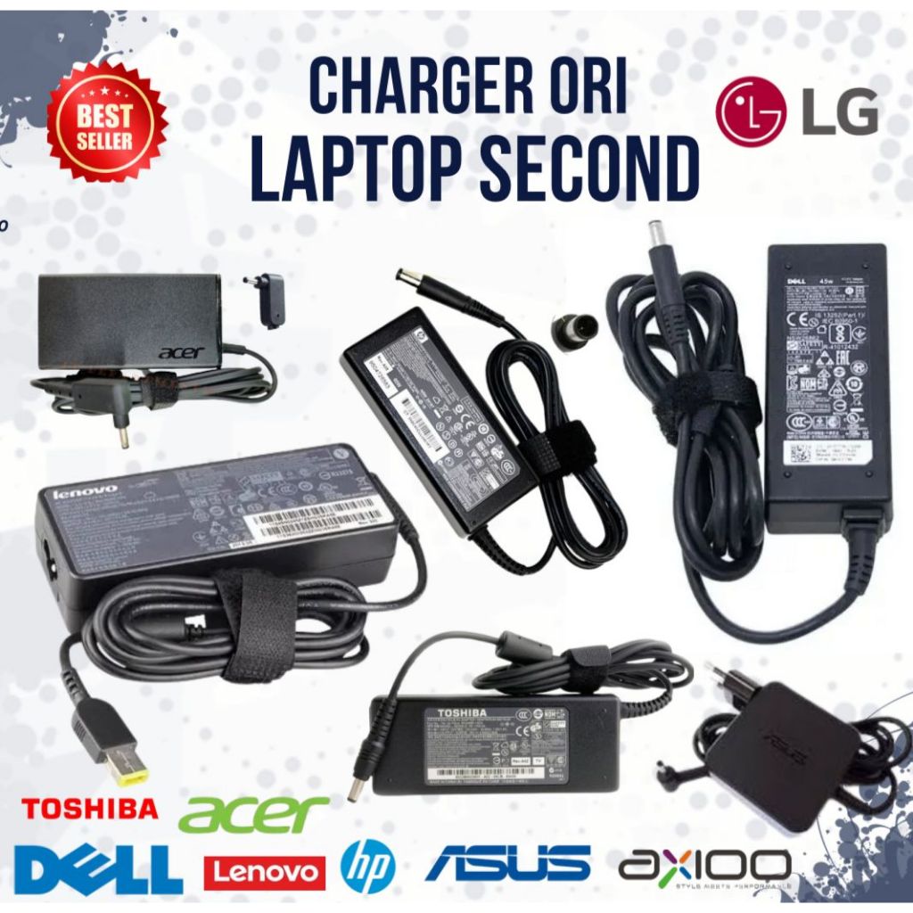 CHARGER/CAS/ADAPTOR LAPTOP ORIGINAL BAWAAN/COPOTAN UNIT ALL BRAND (Lenovo,Asus,Axio,LG,Acer,HP,Dell,